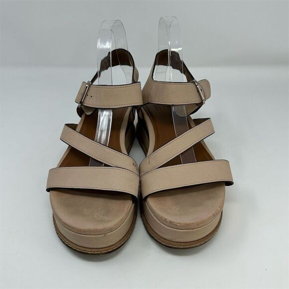 Naturalizer Strappy Platform Sandals Beige Faux Leather Size 9.5 Casual Summer - Picture 5 of 13